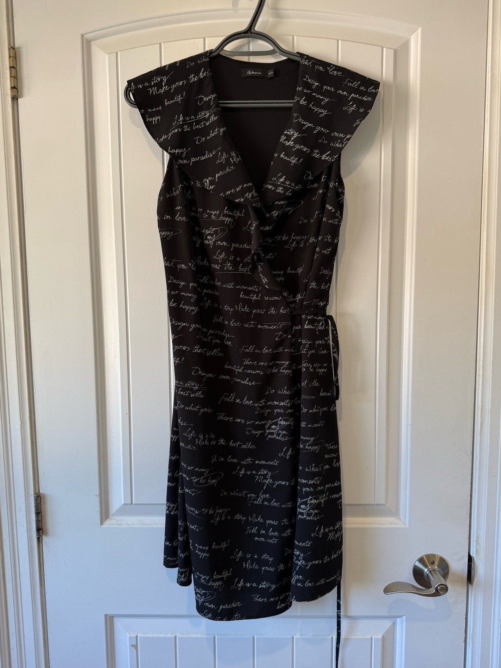 Reitmans Black Script Wrap Midi Dress